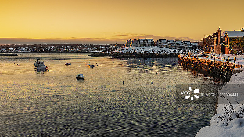 马萨诸塞州罗克波特花岗岩码头海鸥湾图片素材