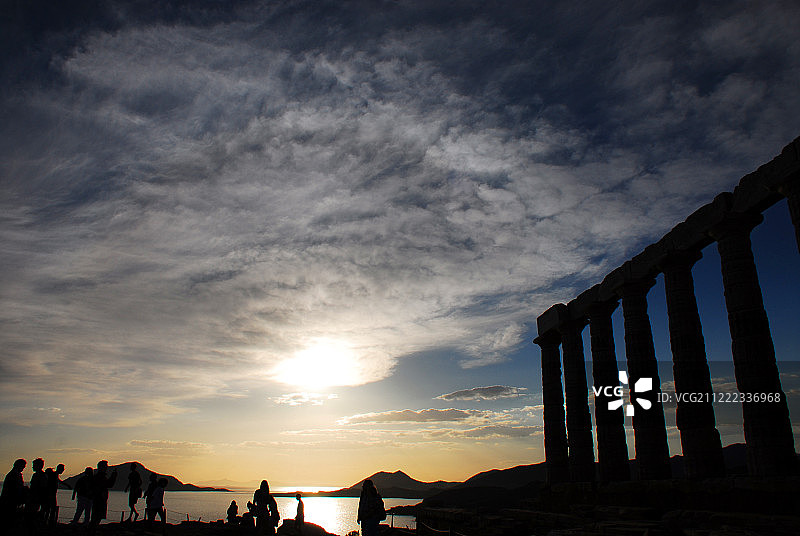 希腊波塞冬神庙日落美景图片素材