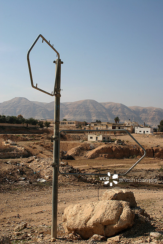 约旦河谷的指示路标图片素材