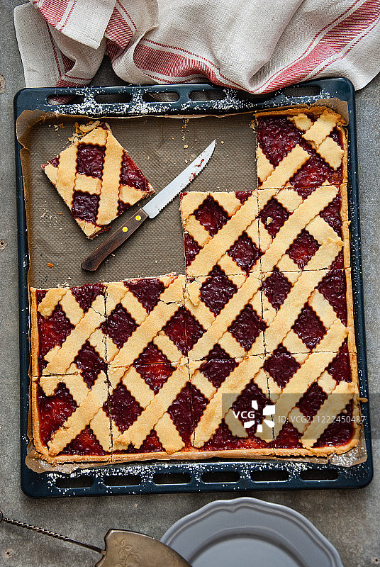 草莓酱格子派图片素材