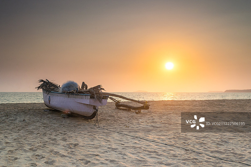 印度阿罗西姆海滩日落图片素材