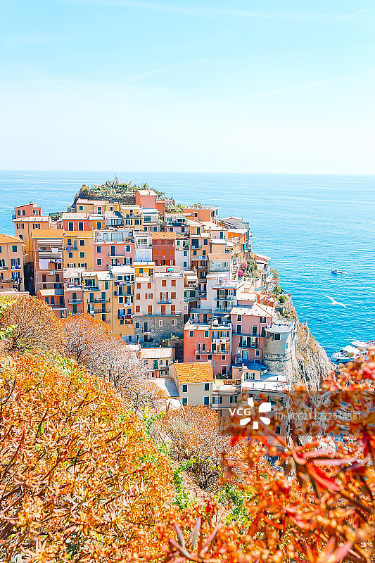 五渔村马纳罗拉美丽舒适村庄的壮丽景色图片素材