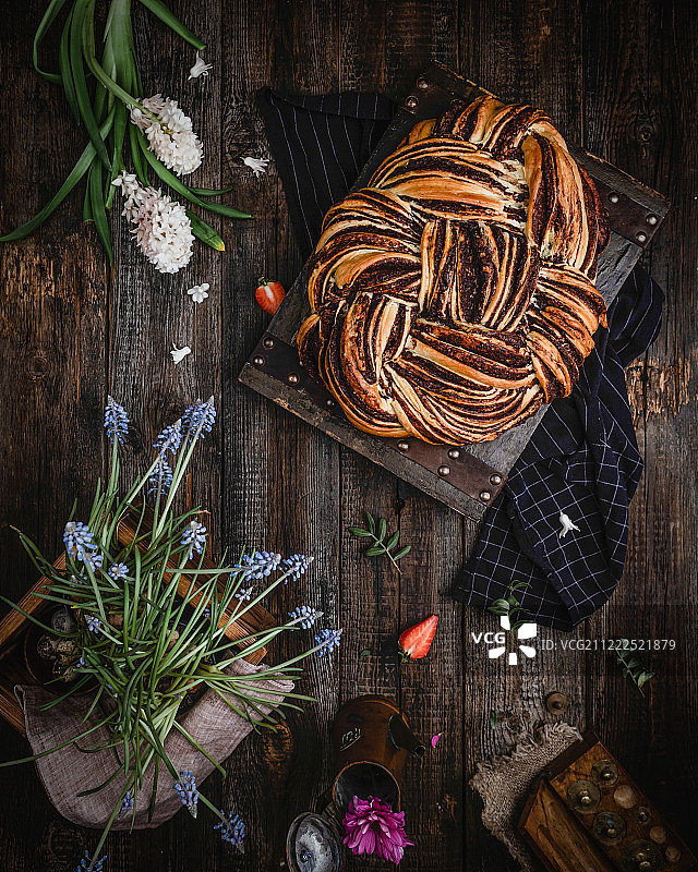 巧克力编织面包图片素材