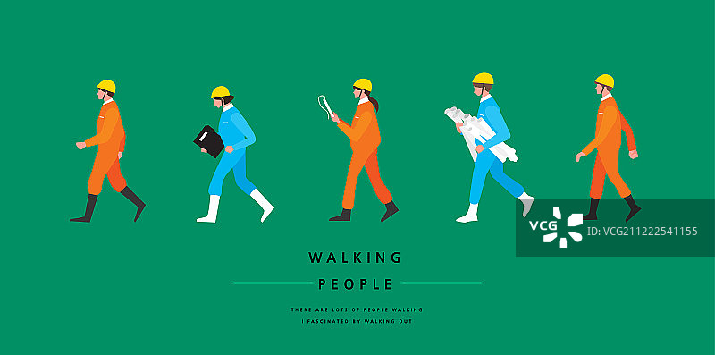 建筑技师：行走的人物侧影，建筑蓝图与安全帽图片素材