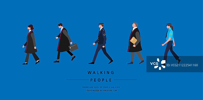 走路的人的职业形象：法律，检查，法官，警察图片素材