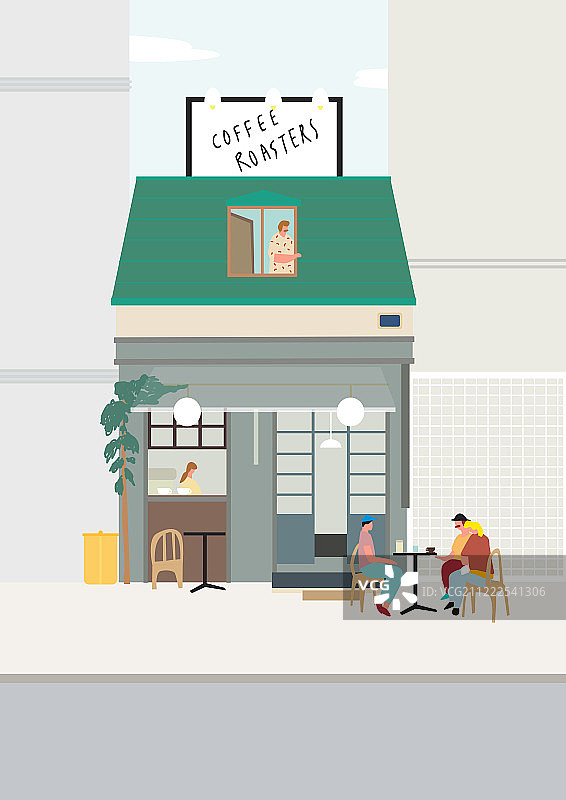 生活方式，咖啡馆，咖啡，远程办公，春季，露天咖啡馆图片素材