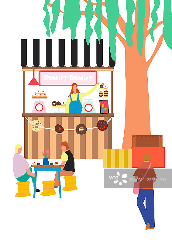 复古风跳蚤市场：春日公园咖啡馆图片素材