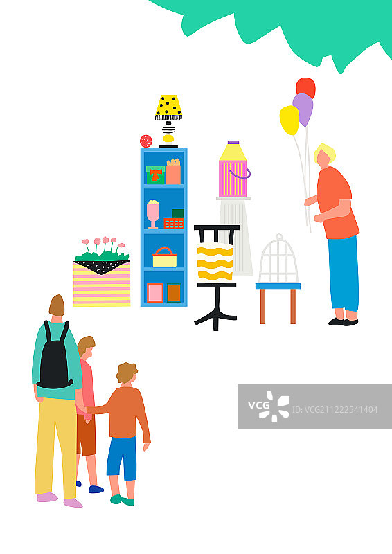 复古风跳蚤市场：春季家具集市图片素材