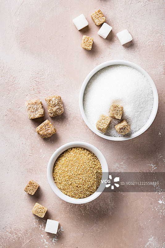白砂糖和红糖图片素材