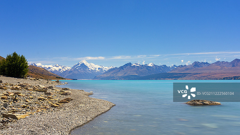 普卡基湖的库克山图片素材