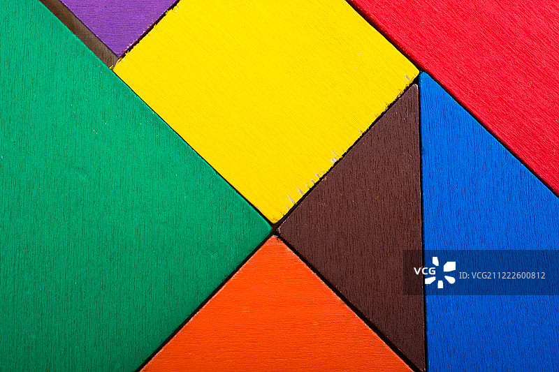 正方形的七巧板拼图碎片图片素材