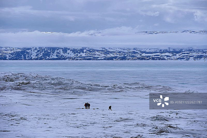 冰封海湾冰钓图片素材