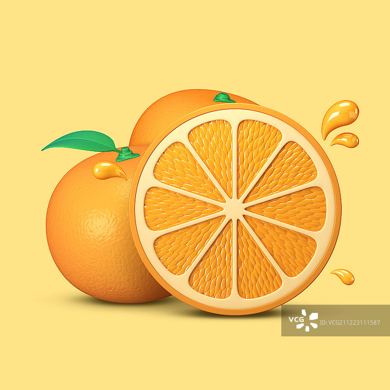 3D逼真夏季水果和韩国料理002图片素材