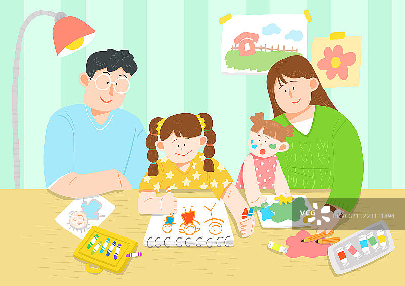 幸福家庭美好时光插图013图片素材