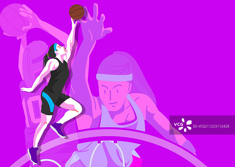 彩色背景下女人健身锻炼插画图片素材