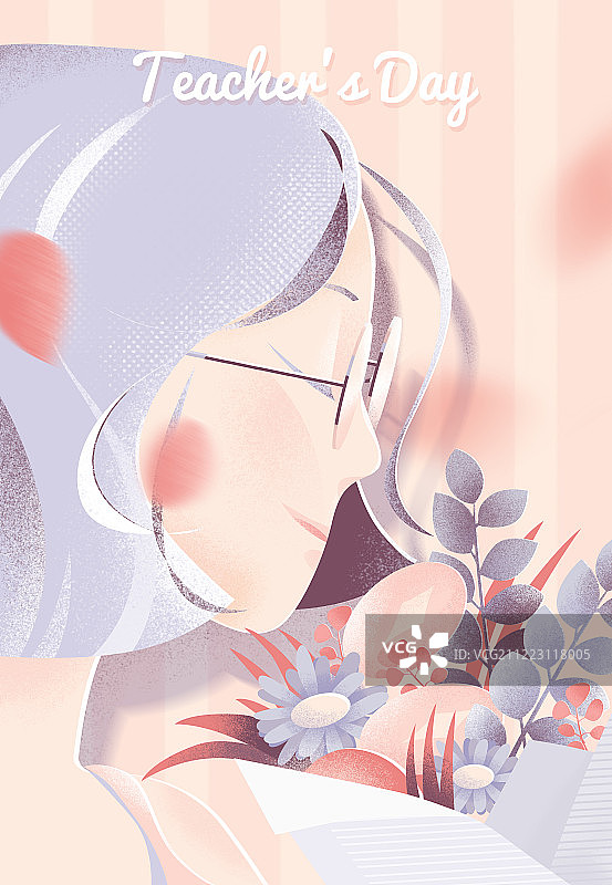 粉色温馨教师节插画海报图片素材