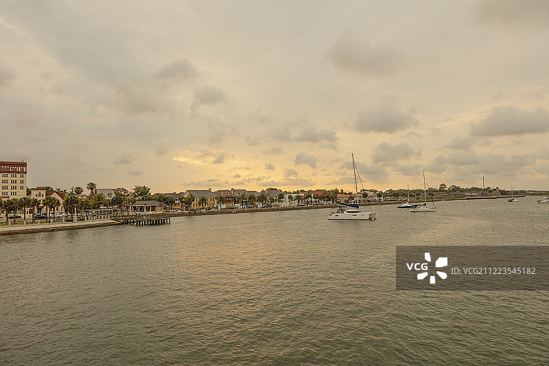 圣奥古斯丁市中心日落景观图片素材