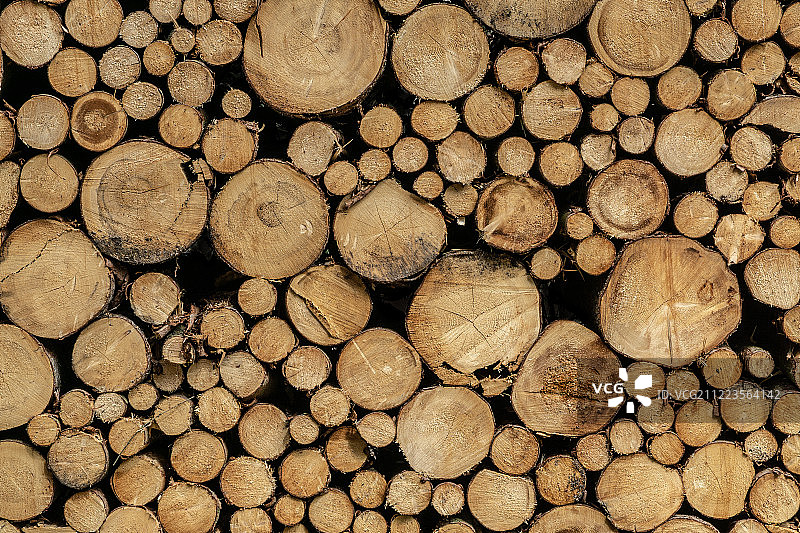锯好的原木堆，天然木质装饰背景图片素材