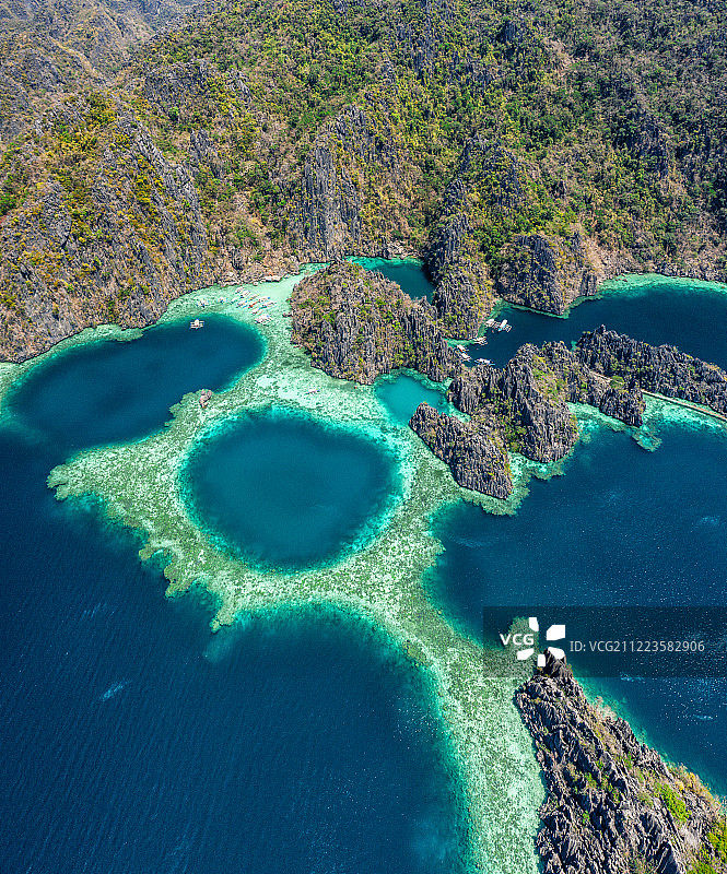 科隆热门双子泻湖航拍美景图片素材