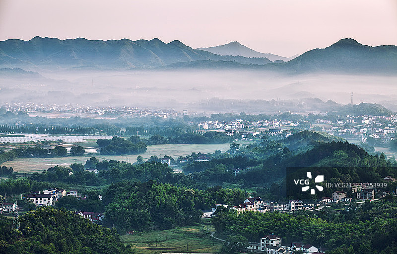 九华山梦幻田园风光图片素材