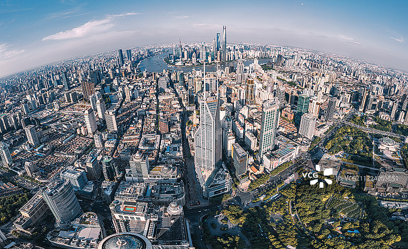 俯瞰黄浦区和陆家嘴图片素材