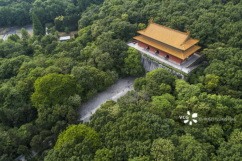 南京 钟山风景区 明孝陵宫 航拍图片素材
