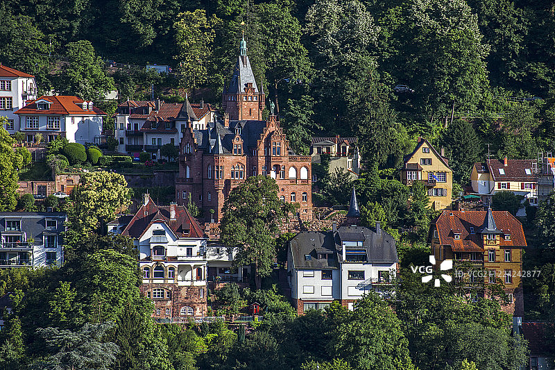 德国 海德堡 内卡河边 老城区图片素材