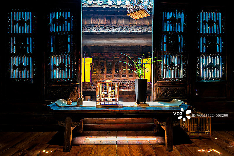 中国传统徽派建筑室内景观图片素材