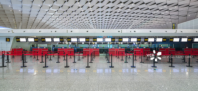 机场空运大楼值机柜台室内景观图片素材
