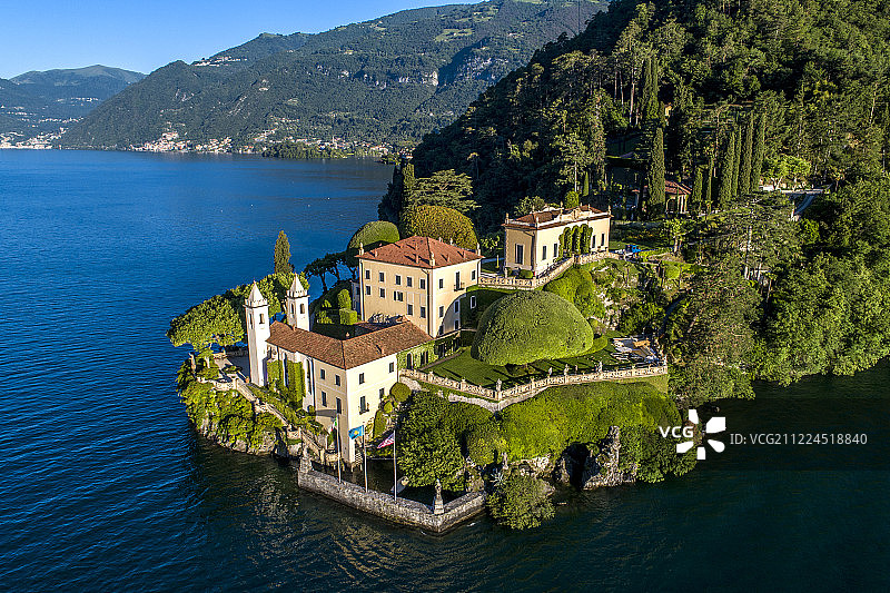 意大利 科摩湖畔 德尔巴比亚内罗 别墅 航拍图片素材