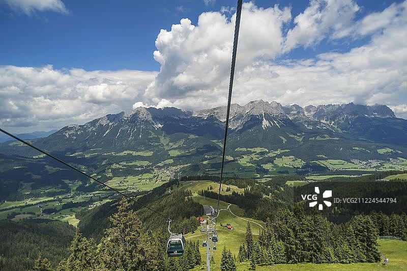 奥地利蒂罗尔野性凯撒山缆车景观图片素材