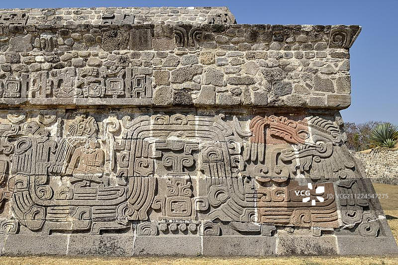 羽蛇金字塔，霍奇卡尔科遗址，墨西哥莫雷洛斯州图片素材