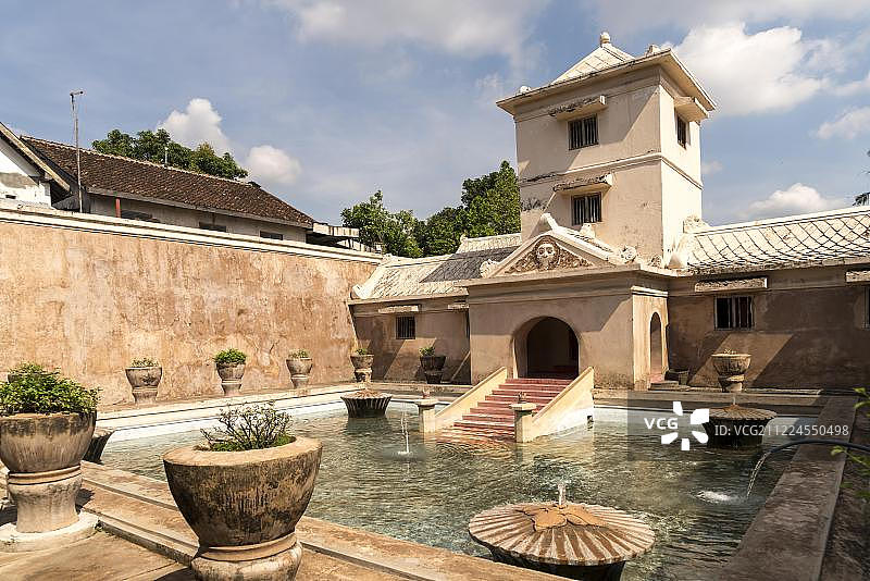 浴池，日惹水宫，印度尼西亚爪哇岛，亚洲图片素材