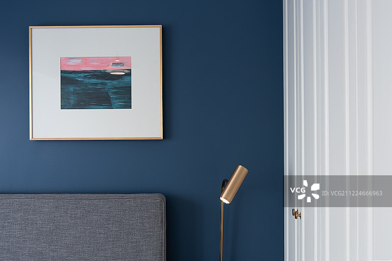 现代蓝色风格卧室设计图片素材