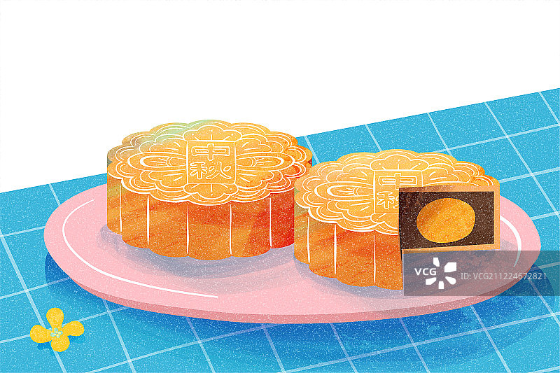 美味蛋黃月餅插圖图片素材