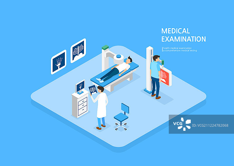 医疗实践、医疗保健、健康检查、医院、病人、检查、2.5D、医生、X光设备图片素材