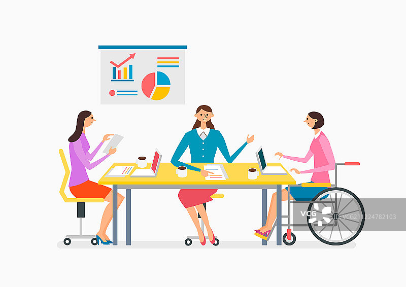 残疾人日，残疾人，社会服务，轮椅，办公室，商务女性图片素材