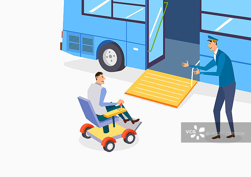 残疾、残疾人日、肢体残疾、个人、社会福利、轮椅、电动轮椅、公共汽车图片素材