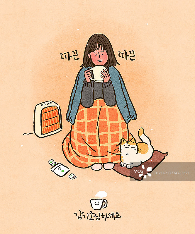 生活方式，寒冷，疾病，医疗保健，疼痛，冬季，女人，炉边，猫，感冒药，休息图片素材
