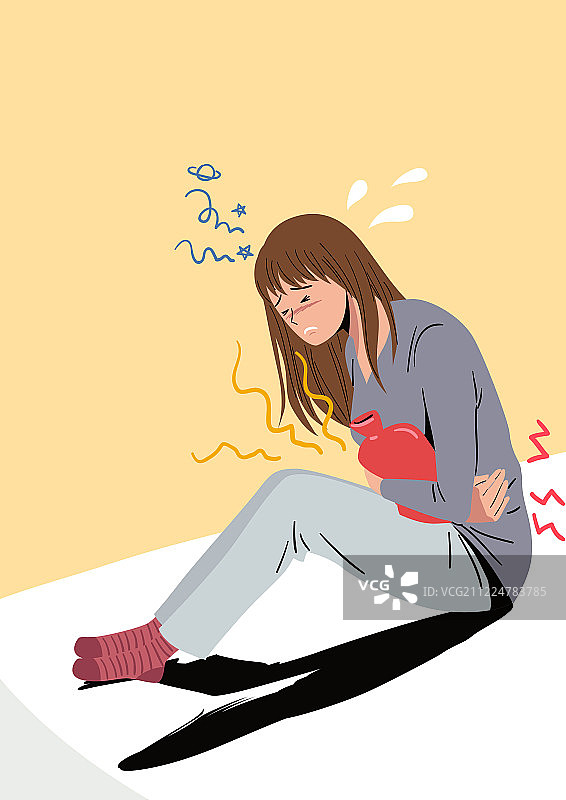 医疗保健，疼痛，疾病，女性，热水袋，月经来潮图片素材