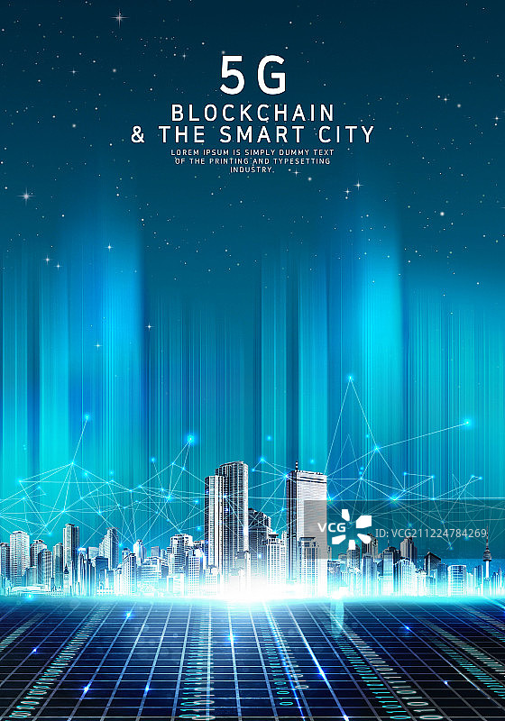 商业5G网络城市连接光效图图片素材