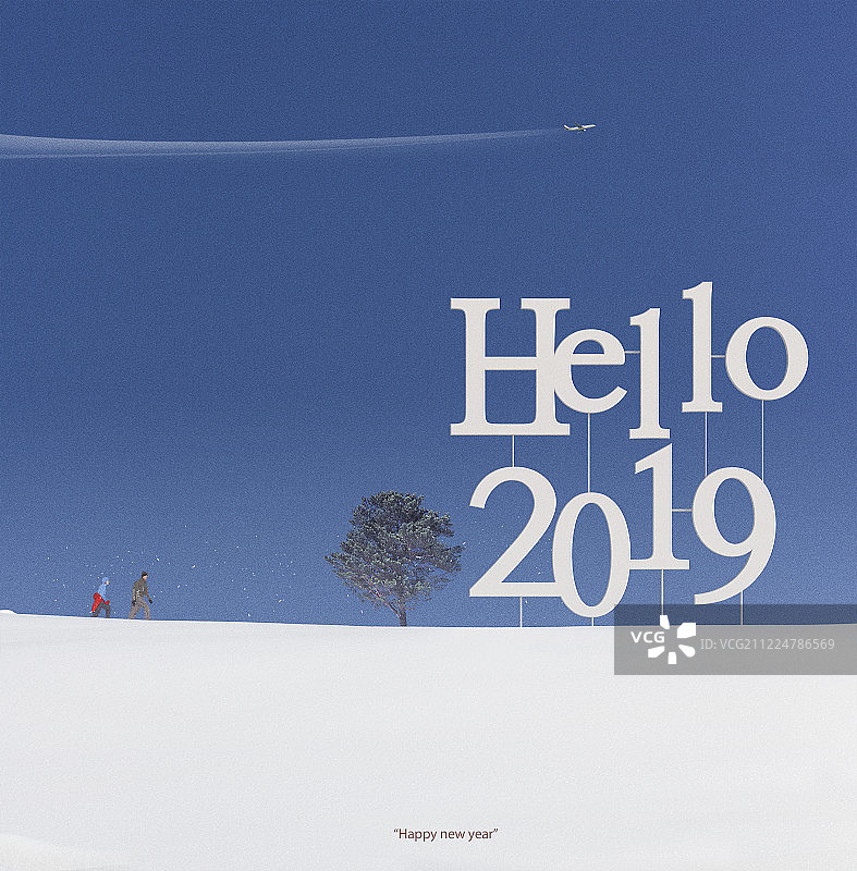 新年祝福冬季拼贴图像图片素材