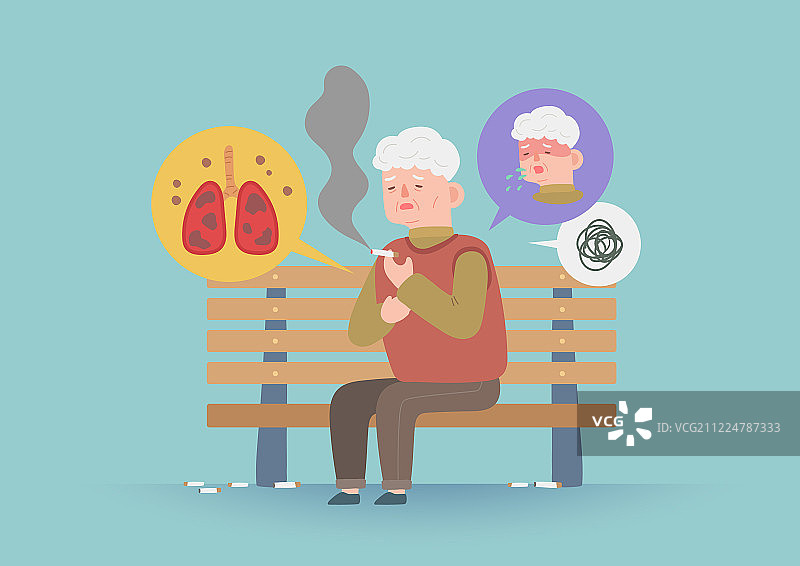 老年人健康护理保险疾病吸烟问题图片素材