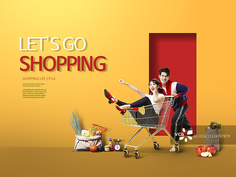 购物边框：生活方式、商业促销活动彩色图片素材