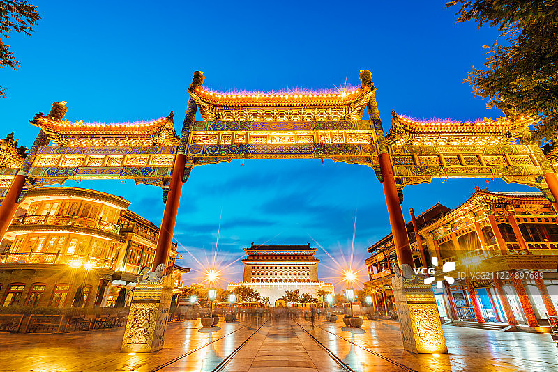 中国北京前门建筑夜景图片素材
