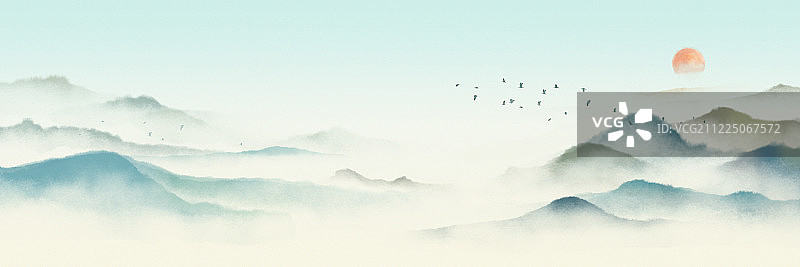 淡彩水墨画 中国风水墨山水画图片素材