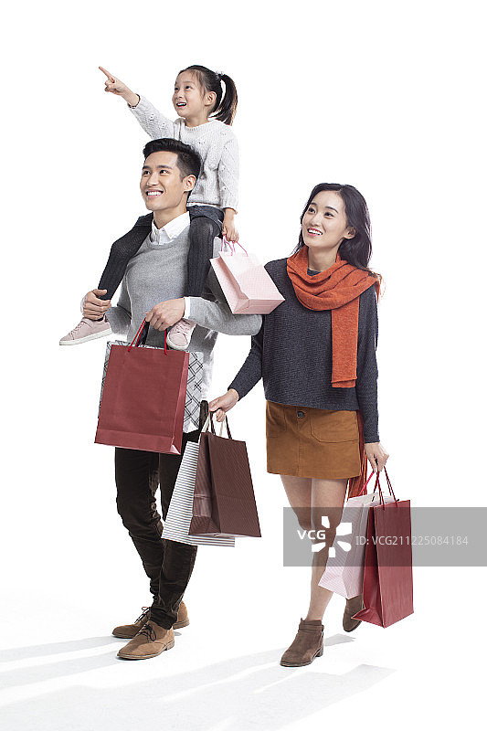 快乐年轻家庭春节购物图片素材