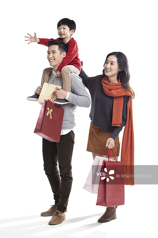 快乐年轻家庭春节购物图片素材