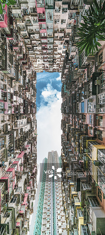 正下方拍摄香港大厦图片素材