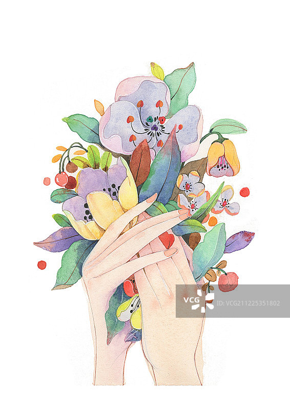 手与花图片素材